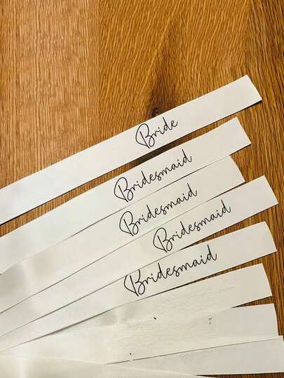 5pcs Wedding Glass Decoration Ribbons - White Ribbons Printed With "Bride" And "Bridesmaid" Text. These Satin Ribbons Can Serve As Elegant Accents To Decorate Wedding Glasses And Party Favors. They Are Suitable For Wedding Ceremonies, Gift Wrapping, Themed Parties, Mother's Day Celebrations, Birthday Parties, Anniversaries, Bachelorette Parties, Housewarming Parties, Floral Arrangements, And Various Other Occasions.