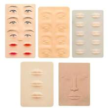 1/3/5pcs Silicone Lip & Face Tattoo Practice Skin, Suitable For Tattoo Beginners And Artists, Makeup Skin, Temporary Tattoo, Tattoo Tools - Khaki - View 1