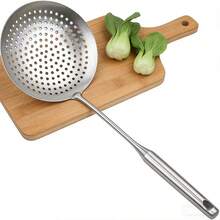 1pc Stainless Steel Strainer Ladle, 15"/16"/17" Large Size Kitchen Skimmer, Filtering Net, For Frying, Hot Pot, Soup, Draining, Thick & Deep Design With Hanging Hole, Heat Resistant Kitchenware - View 6
