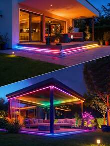 RGB LED霓虹灯带，带遥控器/APP控制，防水柔性LED霓虹灯，适用于卧室装饰，长度16英尺-100英尺，RGB LED灯带，支持APP控制和遥控器，定时、音乐同步，IP67防水，户外适用，柔软霓虹灯管，适用于卧室、客厅、游戏、万圣节派对、圣诞节装饰，LED霓虹灯招牌 - 彩色光 - 查看 6