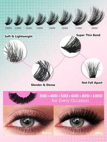 Cils Lashwhisper de style anime, doux et moelleux, longueurs mixtes de 8 à 16 mm. Cils 3D épais de style dessin animé "Misty", doux et moelleux pour extension de cils DIY, convient aux débutants - Multicolore - Voir 7