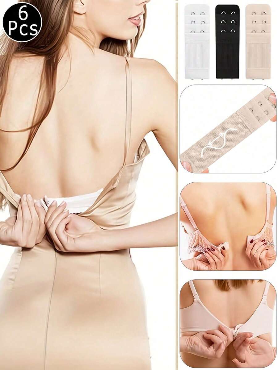 6 móc nối dài dây áo ngực co giãn thoải mái dành cho nữ, gồm 2 móc và 3 hàng khuy, có thể điều chỉnh độ dài dây áo ngực phía sau. - Nhiều màu - Xem 1