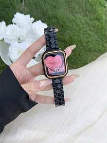 1条彩虹色亚克力表带,兼容44mm、45mm、46mm、Ultra、49mm、42mm、40mm、38mm、41mm的 Series 11、10、Ultra、9、8、SE、7、6、5、4、3、2、1,时尚纤薄透明替换表带,手镯式配件 - 粉色 - 查看 10