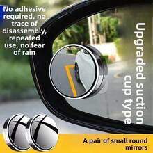 2pcs High Definition Wide Angle Blind Spot Rearview Mirror, Convex Suction Cup Adjustable Frameless Design, Black/Silver/White ABS - A - View 6