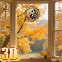 1 pieza Carillón de viento con patrón 3D Yin Yang, diseño delicado que muestra una belleza armoniosa, 10in*10in con gancho giratorio de 360°, decoración de jardín exterior de metal duradero, estilo de gancho giratorio aleatorio incluido - 1PC - Ver 5