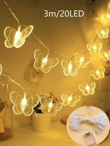 1pc 1.5/3M Butterfly Fairy LED String Light, Romantic Atmosphere Ornament, Patio Camping Outdoor Garden Decor, Bedroom Room Decor Stuff, Birthday Graduation Home Decor Items - Clear - View 13