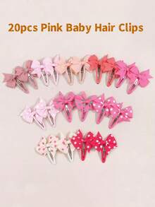 20pcs Bowknot Snap Hair Clips, Premium Satin Ribbon 2 Inch Hair Clips, Non-Slip Hair Accessories Suitable For Baby Girls - Multicolor - View 2