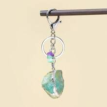 1 Stück Schlüsselanhänger aus Naturedelstein | Bergkristall Rohstein & Amethyst Schlüsselanhänger, DIY Auto Schlüsselring, perfektes Geschenk zum Vatertag & Muttertag - Schlüsselanhänger aus vergoldetem Rohstein - Übersicht 4