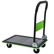 Flatbed Trolley, Platform Hand Truck With 150kg Load Capacity, 360-Degree Swivel Wheels, Foldable Trolley For Loading And Storage, Warehouse Yellow - 綠色 - 查看 8