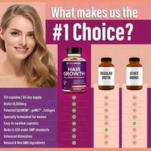 24-In-1 Advanced Hair Growth Vitamins |   Biotin 10,000mcg, Collagen, Patented OptiMSM, GoMCT, Saw Palmetto |   Naturally Regrow Stronger & Healthier Hair, Skin And Nails |   Stops Hair Loss |   60 Day Supply - 一 - 查看 7