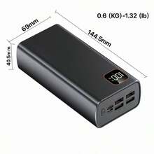 50000mAh 移动电源，LED 电量显示，Type-C 快充，大容量超快充移动电源，适用于智能手机/安卓设备充电，便携式户外应急备用电源 - 黑色 - 查看 11