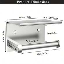 Stainless Steel Matte Toilet Paper Holder With Wall Mount Bracket - Durable Rectangular Bathroom Tissue Dispenser For Hotel And Home - Silver - View 7