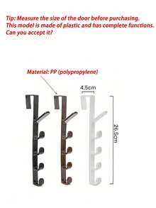 1/2 piezas Ganchos de puerta de plástico sólido, perchas de alta resistencia sin agujeros modernas, toalleros, ganchos para ropa portátiles, estantes de almacenamiento sobre la puerta de plástico, organizadores de armario de plástico ahorradores de espacio, estantes de exhibición de uso múltiple, ganchos colgantes para puerta de ducha para toallas, ropa, sombreros, artículos para el hogar, accesorios de dormitorio, artículos de almacenamiento - Negro - Ver 8