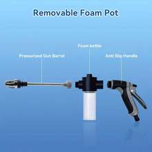 High Pressure Washing Water Gun With Foam Bottle Portable Multi Function Adjustable Thickened Rod Sprayer 3/ 4" And 1/ 2" Quick Connect Adapter For Cleaning Tools High Water Pressure Suitable For Washing Courtyard Cleaning - Car Washing Gun With Foam Bottle - View 7