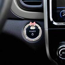 Anel decorativo para carro com emblema brilhante - Flor de cristal artificial para botões e maçanetas, botão de partida sem chave, ignição e anel decorativo para maçaneta. - Tamanho Único - Ver 16