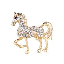 1pc Vintage Gold-Plated 3D Horse Brooch, Luxury Fully Studded Transparent Crystal Stallion Lapel Pin With Black Diamond Horse Eye, Symbolizing Good Fortune And Success, Suitable For Suit Jackets, Equestrian Enthusiasts, Father's Day Gift - Horse - View 6