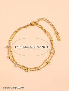 1 chiếc vòng tay hoa cúc nhỏ bằng thép không gỉ dành cho bé gái (Số lượng hạt có thể hơi khác so với mô tả, số lượng hạt thực tế phụ thuộc vào kích thước), quà tặng cho bạn bè - Vàng - Xem 3