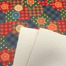 4piece/Set 7.7x12.9inch Plaid Button Flower Pattern Faux Synthetic Leather Set For DIY Bows Leather Crafts Earring Handmade Material - Default - View 6