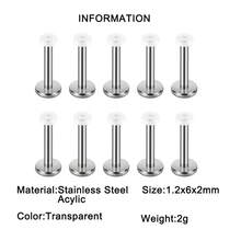 10PCS/Set Cute Flesh Color&Transparent Round Flat Acrylic Labret Studs Invisible Flat Back Lip Nose Lobe Helix Tragus Stainless Steel Internal Threaded 16G Piercing Earring Simple For Male&Female - 10 Lip Studs - View 17