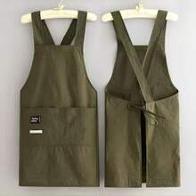 1pc Sleeveless Criss-Cross Apron, Made Of Polyester Fiber, Household Kitchen Cooking Workwear - Multicolor - View 4
