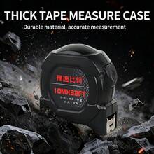 1pc High-Tech Glow Fluorescent Steel Ruler - Heavy Duty Retractable Ruler With Self-Locking Design, Laser Engraved Markings - Fashionable Black Housing, High Contrast Glow Mode Easy To Read In Low Light, Suitable For Construction Sites And Home Use, Essential For Carpenters And Builders - Classic Black - View 6
