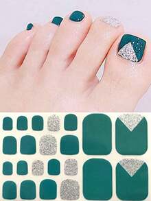 Pegatinas para arte de uñas de los pies, diseños de corazones y patrones geométricos de dibujos animados, purpurina multicolor, diseño mixto versátil, fácil aplicación con raspador - Multicolor - Ver 60