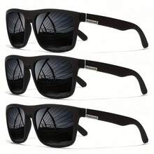 HOYNI 3pcs Classic Retro Large Frame Glasses, Lightweight And Comfortable, Multiple Color Options, Suitable For Travel, Vacation, Daily Wear, Beach And Outdoor Activities. Essential For Summer Beach Vacation And Outdoor Travel. - Multicolor - View 2