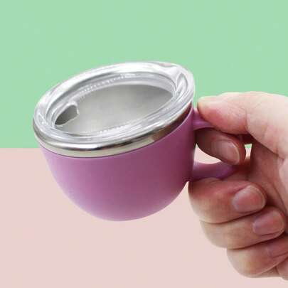 1 chiếc, cốc có tay cầm, dung tích 3 oz, bên ngoài bằng nhựa và bên trong bằng thép không gỉ, cốc du lịch chống rò rỉ có nắp đậy.