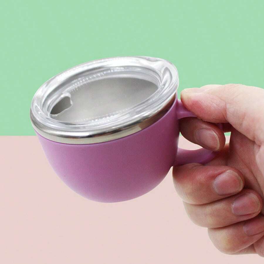 1个，3盎司带把手杯，塑料外层和不锈钢内层，防漏旅行杯，带盖 - 彩色 - 查看 1