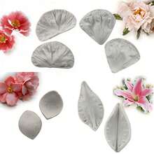 Rose, Lily, Hibiscus Petal Double-Sided Textured Silicone Mold, Fondant Cake Decorating Mold, Reusable Kitchen Baking Tool For Wedding, Birthday Party Decoration - Light Grey - View 2