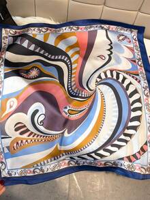 1pc Modern Art Swirl Paisley Print Scarf, Versatile High-End Decorative Silk Scarf For Women,Beach,Holiday - Multicolor - View 9