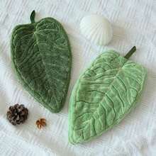 2 piezas Toallas de cocina/baño con forma de hoja, con diseño de gancho colgante, hechas de material absorbente. Adecuado para baño, comedor y cocina. Regalo ideal para amigos, familiares o parejas en ocasiones como Halloween y Navidad. - Multicolor - Ver 11