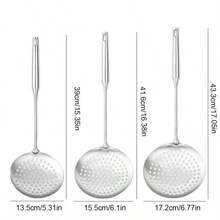 1pc Stainless Steel Strainer Ladle, 15"/16"/17" Large Size Kitchen Skimmer, Filtering Net, For Frying, Hot Pot, Soup, Draining, Thick & Deep Design With Hanging Hole, Heat Resistant Kitchenware - View 2
