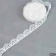 Dây ren trắng 5 thước/lô, ruy băng ren thêu cotton, vải ren móc, phụ kiện may vá thủ công DIY. - Màu xanh (1 cái) - Xem 22