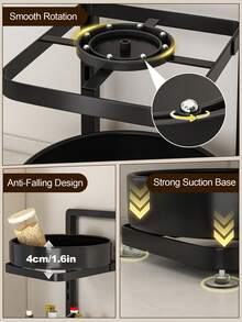 3 Layer Revolving Spice Rack Organizer, Black Spice Rack Organizer, Multipurpose Shelf Rack Space-Saving Seasoning Storage Stand For Kitchen Countertop, BBQ, Or Restaurant Storage Cabinet Organizer Shelf Stackable, Adjustable Spice Organization For Cabinets Under Sink Storage - Black - View 6