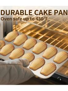 1pc/2pcs Madeline Cake Mold, 12-Cup Non-Stick Shell Shaped Baking Muffin Pan, Baking Tools Bread Mold, Non-Stick Baking Tray, 15.5 Inch Bread Baking Pan - Gold - View 8