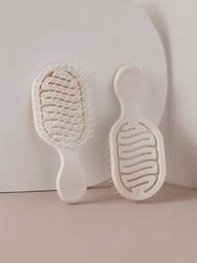 1pc Ivory Color Hollow Portable Styling Comb, Hair Brush, Comb, Hair Styling Tool, Hair Product And Accessories, Unisex, Suitable For Hair Salon, Beauty Travel, Multi-Functional Wet & Dry Comb, Suitable For All Hair Types, Mother's Day Gift, Back To School, Travel Essential, Women Hair Accessory, Brush, Hair Brush, Edge Comb - 杏色 - 查看 7