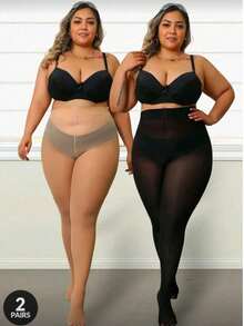 2 Pairs 80D Magic Stretch Plus Size Pantyhose, Thin Anti-Snag Sexy Leggings, Suitable For Up To 300lbs, Christmas - Multicolor - View 6