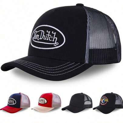 Baseball Cap Letter Sunscreen Mesh Embroidered Trucker HatBaseball Cap Richmond Trucker Hat DUTCH Letter Mesh Embroidery Peaked Hat For Men