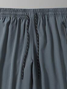Plus Size Men's Casual Straight Leg Sweatpants With Drawstring Waist And Zipper Pockets, Loose Comfortable Leg Opening, Fashion Letter Print Design, Breathable Quick-Dry, Ideal For Lazy Plus Size Men To Wear In Summer, Gym Workout, Running And Other Sports - Dark Grey - View 3