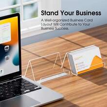 2/12pcs Acrylic Business Card Holder, Transparent Card Display Stand, Desktop Card Organizer - Clear - View 3