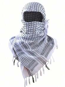 1pc European & American New Autumn/Winter Desert Style Scarf Men, Motorcycle Riding Arabic Headscarf, Soft & Warm Outdoor Style - Màu be, 1 cái - Xem 9