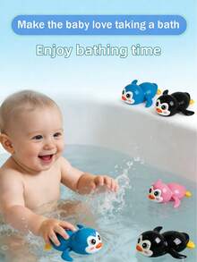 Cute Swimming Penguin Bath Toy, Infant Floating Wind-Up Toy, Baby Bathtub Toy, Newborn Gift - Multicolor - View 1