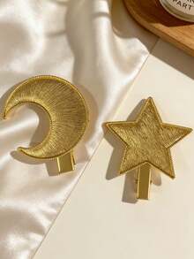 1 chiếc kẹp tóc hình trăng/sao vàng dành cho nữ, kẹp tóc hình vịt dễ thương bằng kim loại, phụ kiện kẹp tóc mái và tóc con tối giản, đa năng. - Nhiều màu - Xem 4