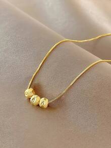 925純銀磨砂銀串珠項鏈適合女士,獨特設計和優雅 - 金黃色 - 查看 13