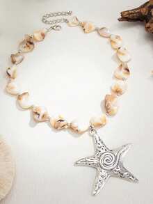 1 chiếc mặt dây chuyền hình sao biển phong cách kỳ nghỉ hè, vòng cổ choker hình vỏ sò biển được cá nhân hóa. - Nhiều màu - Xem 4