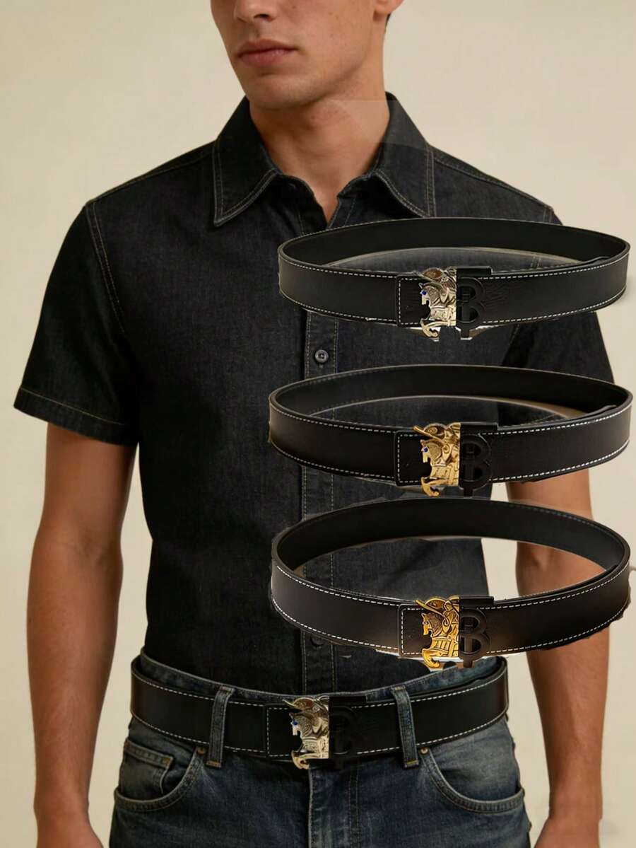 1 pièce Ceinture mode style décontracté pour hommes, modèle Y2, convient pour les adolescents, le style décontracté, les activités extérieures, les sports, les vacances, les voyages, les cadeaux de remise de diplôme, les anniversaires, les tenues de bureau décontractées, les jeans, le port quotidien - Multicolore - Voir 1