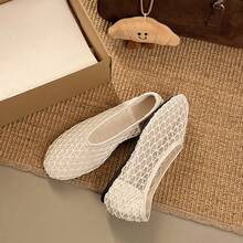 Giày lười dệt thời trang 2026, giày lưới rỗng cho nữ, dép xăng đan thường ngày đa năng. - trắng - Xem 6