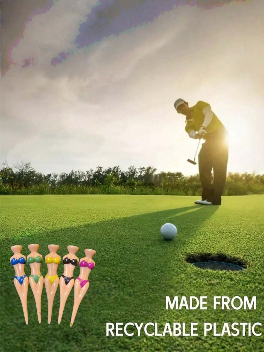 1/5Pcs Premium Color-Coded Golf Tee Holder Set – Fashionable Chic Bikini Model Plastic Ball Display With Capsules | Durable & Portable Golf Tee Organizer For Easy Club Management | Stylish, Fun & Unique Practice Accessory For Women Golfers/Golf Lovers | Perfect For Golf Course Practice, Tournaments & Driving Range | Thoughtful Gift For Her, Essential Women's Golf Gear - Multicolor - View 1
