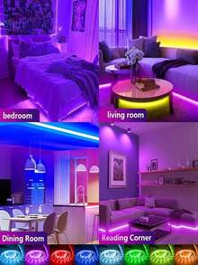 Tira de luz inteligente RGB, luz LED de 99,06-2999,74 cm, luces inteligentes RGB para TV, tiras de luz LED para decoración de habitaciones, control remoto de 24 teclas y control de aplicación, cambio de ritmo, brillo y dinámica, para sala de estar, dormitorio, decoración de fiestas de Pascua, Día de la Madre y bodas, dormitorio, sala de estar, techo, regalos navideños, decoración de fiestas de Navidad y bodas - luz de color - Ver 7